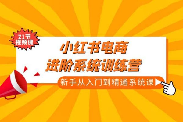 小紅書電商進階系統訓練營：新手從入門到精通系統課