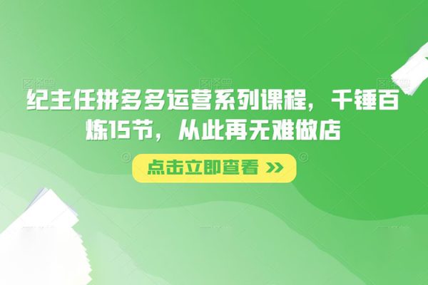 紀主任拼多多運營系列課程，千錘百煉15節，從此再無難做店