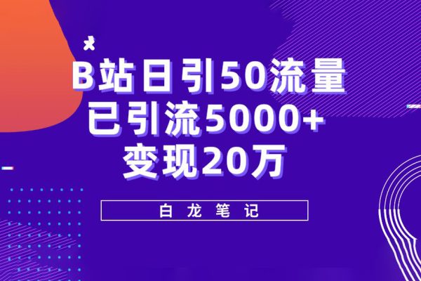 B站日引50+流量，實戰(zhàn)已引流5000+變現20萬，超級實操課程