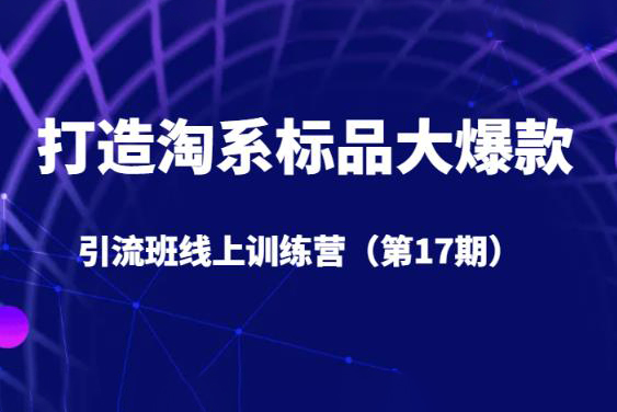 打造淘系標品大爆款引流班線上訓練營（第17期）5天直播授課