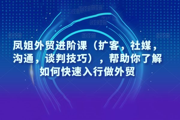 鳳姐外貿進階課（擴客，社媒，溝通，談判技巧），幫助你了解如何快速入行做外貿