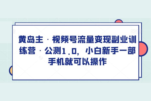 黃島主·視頻號流量變現副業訓練營·公測1.0