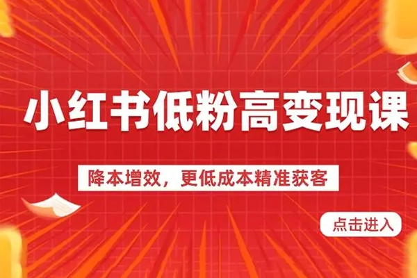 小紅書低粉高變現課，小紅書必爆的流量密碼