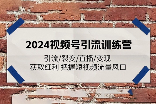 2024視頻號引流訓練營：引流/裂變/直播/變現 獲取紅利 把握短視頻流量風口