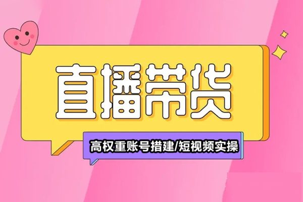 直播帶貨全流程培訓，直播帶貨短視頻帶貨/高權重賬號措建/短視頻實操